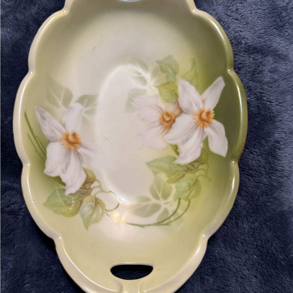 Green Floral Decorative Serving Tray
